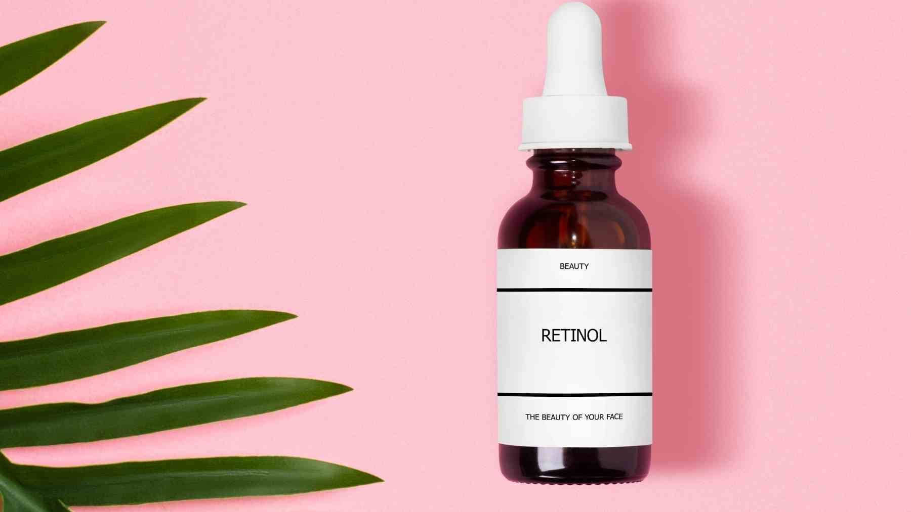 Retinol skincare serum bottle used in study showing reduced wrinkles after gradual six-month treatment