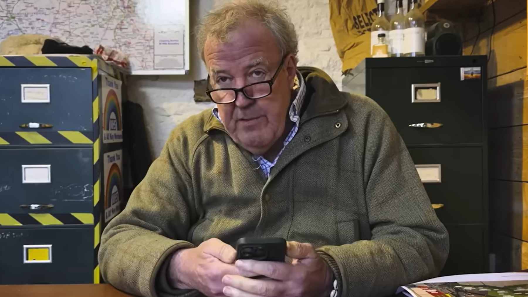 Jeremy Clarkson standing on his farm at Diddly Squat, representing the pivot from his usual television persona to a serious health advocate.