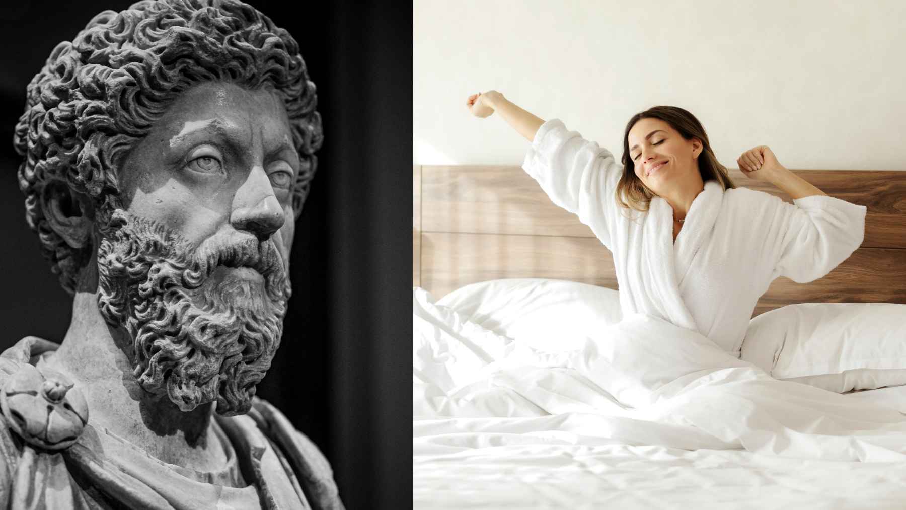 Portrait of Roman emperor Marcus Aurelius, whose Stoic philosophy encourages rising each morning with purpose and responsibility.