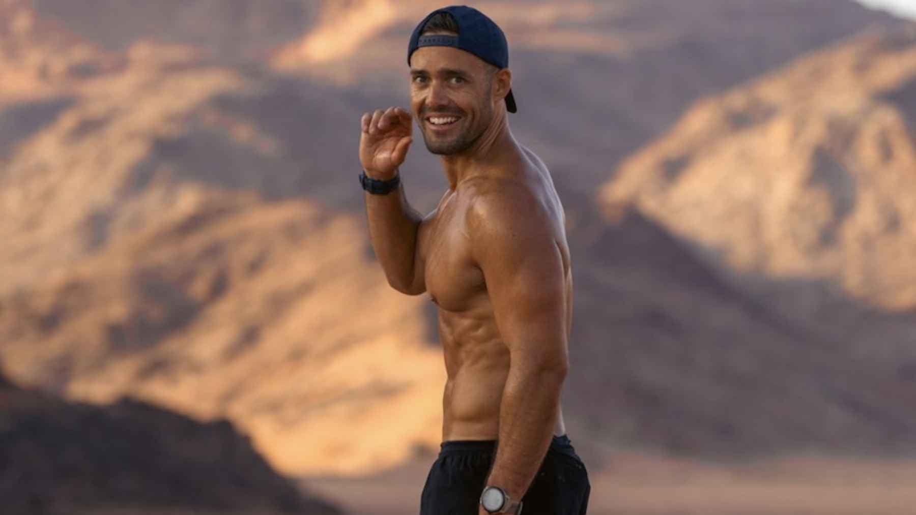 Spencer Matthews during a fitness photo shoot after embracing endurance training while balancing strength workouts and marathon goals.