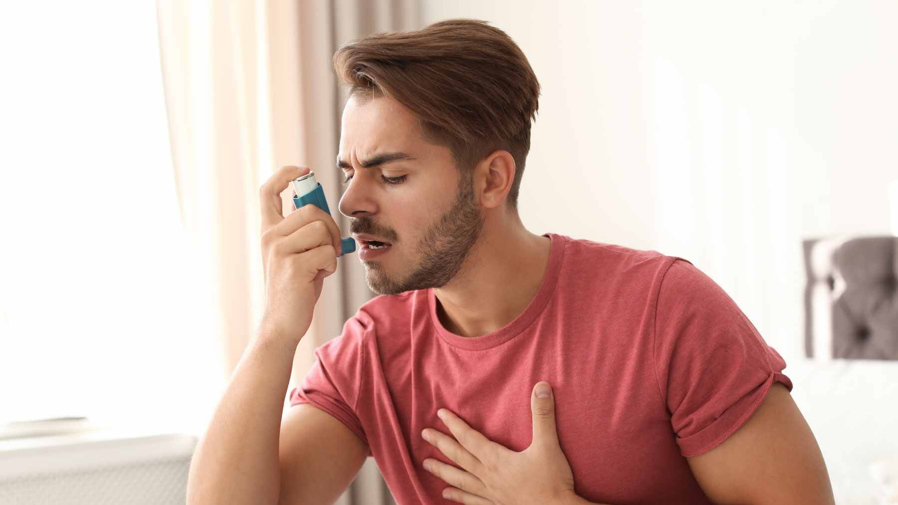 A medical illustration showing a patient experiencing chest tightness, symbolizing the intersection of respiratory distress and anxiety.