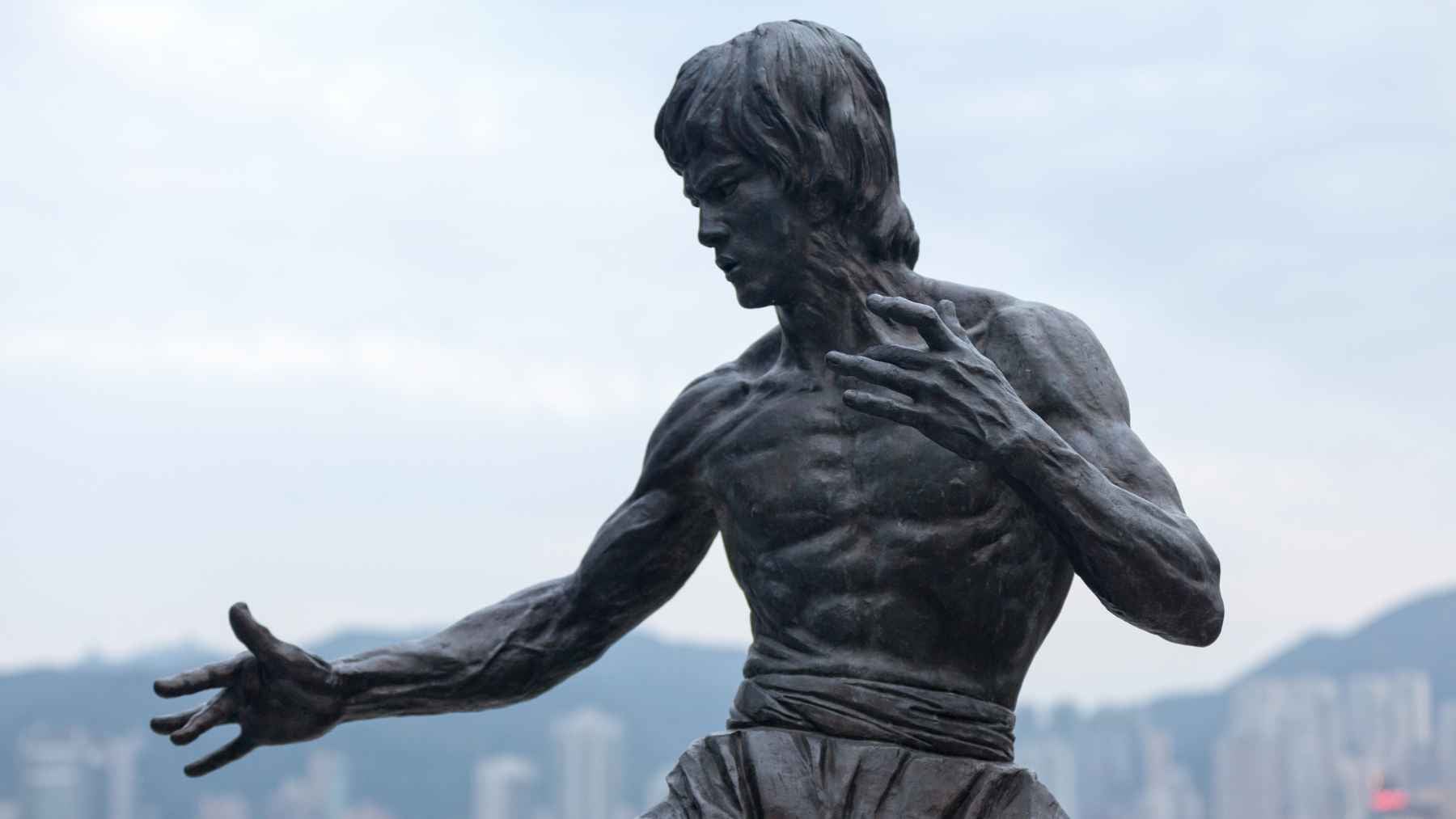 A martial artist practicing focus and technique in a training hall, representing the power of deliberate practice.