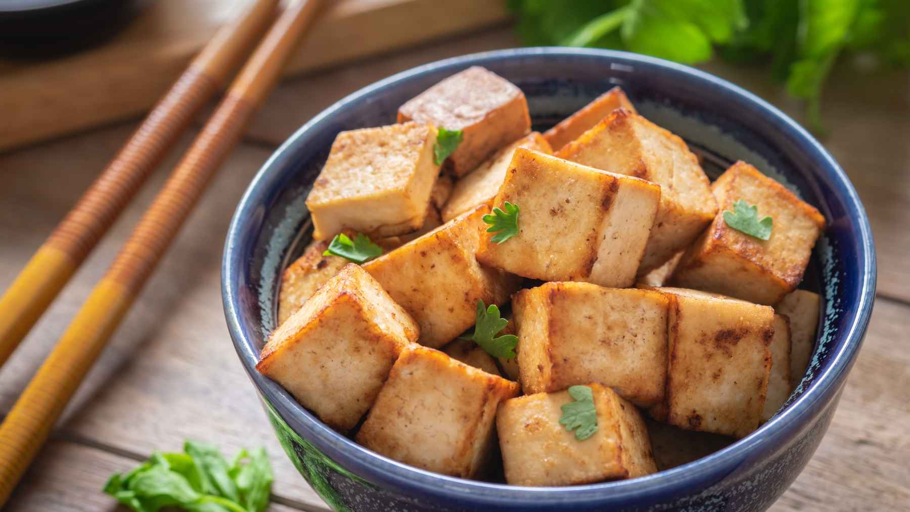 Serving of tofu prepared as a healthy plant-based meal, illustrating research linking daily soy consumption to lower blood pressure risk.