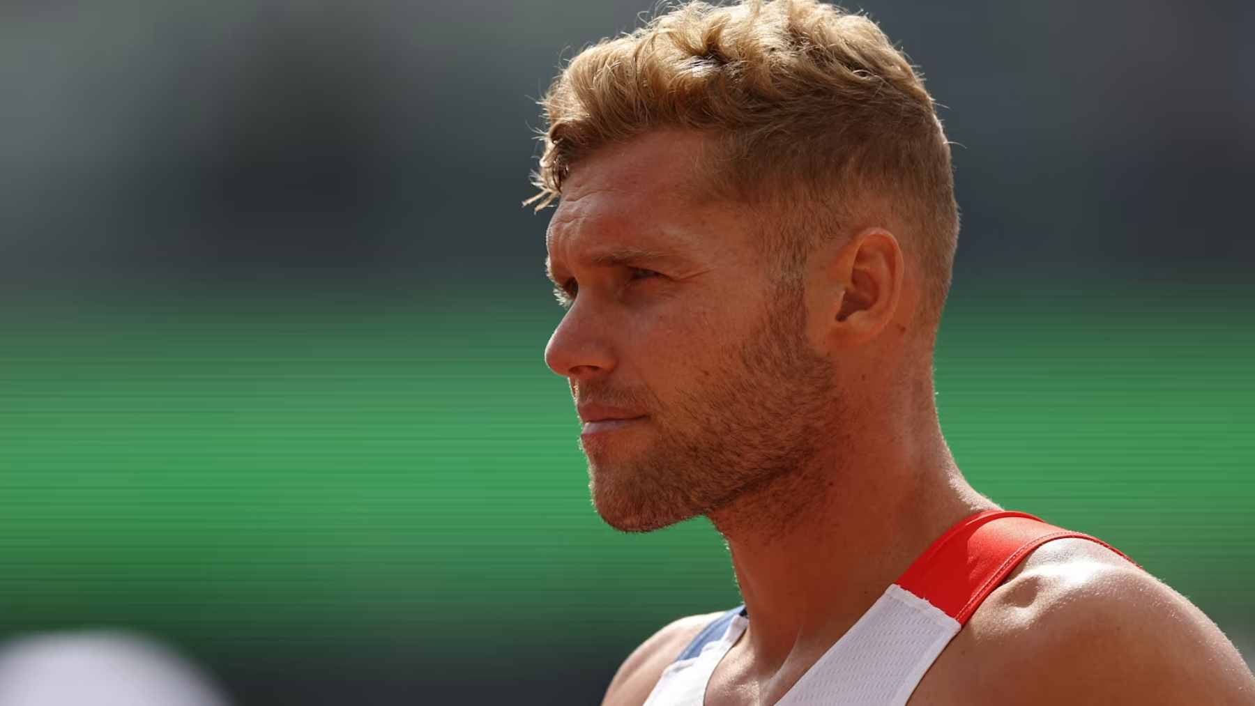 French decathlete Kevin Mayer in action during a track and field competition, where performance and recovery are critical.