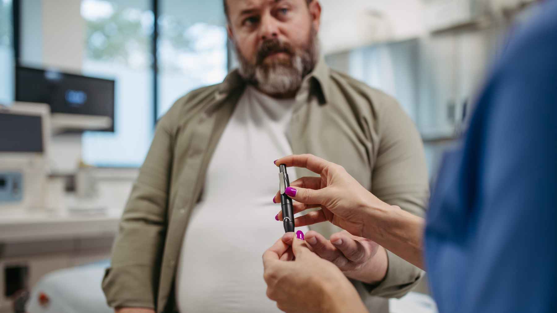 Close-up of a patient receiving medical treatment, illustrating research on metformin and its potential role in reducing age-related macular degeneration risk.