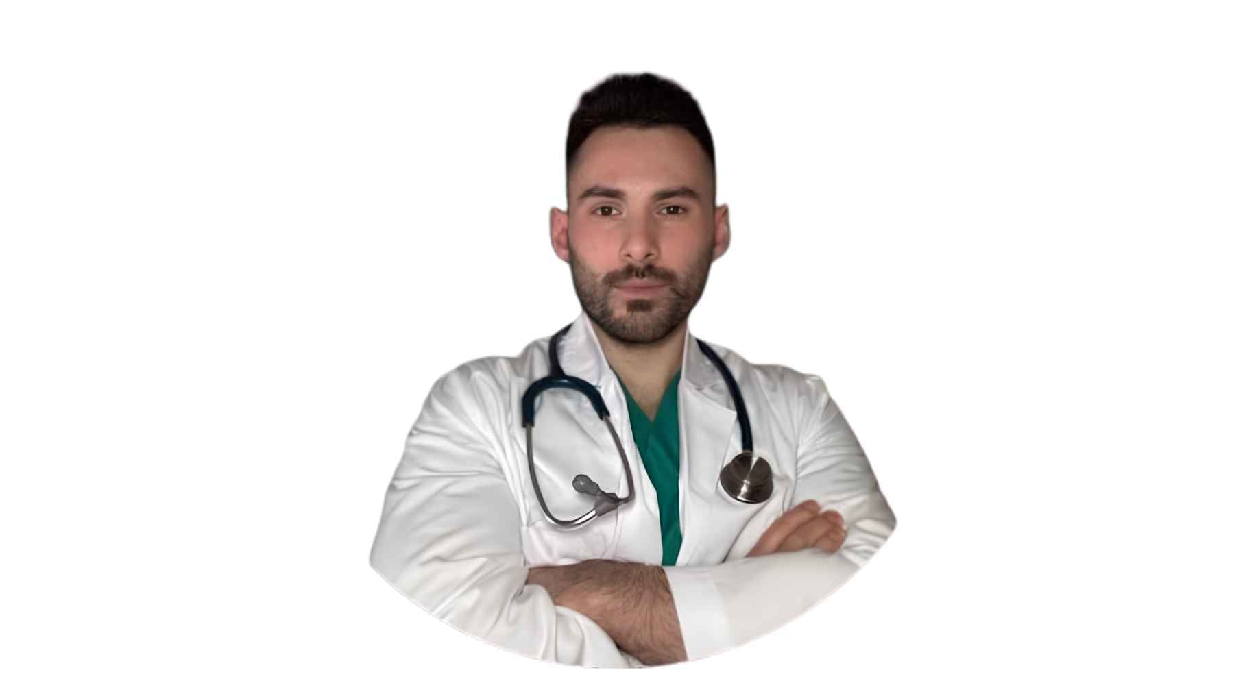 Doctor in a white coat discussing blood sugar and carbohydrate intake