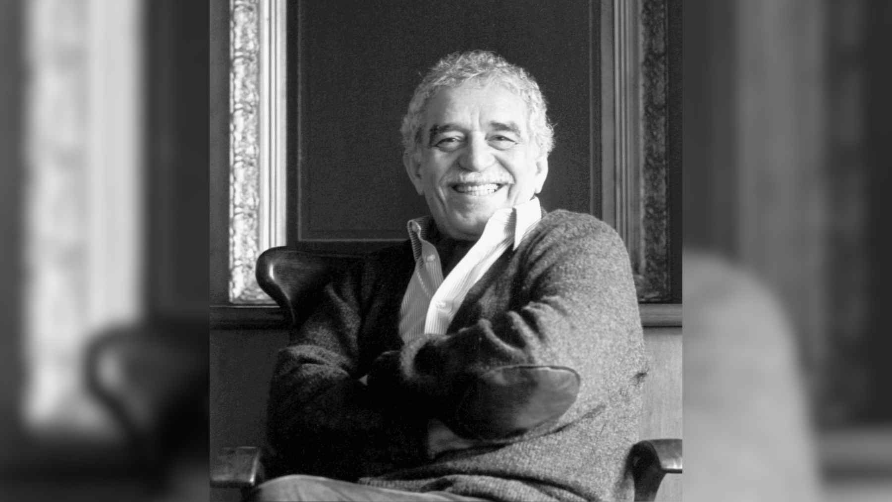 A literary portrait of author Gabriel Garcia Marquez, representing the passage of time, family connection, and classic storytelling.