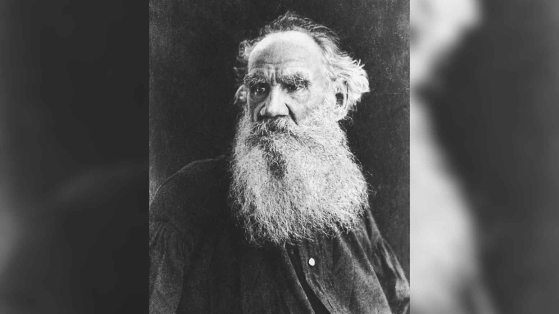 A vintage portrait of Russian writer Leo Tolstoy reflecting on literature, morality, and human relationships.
