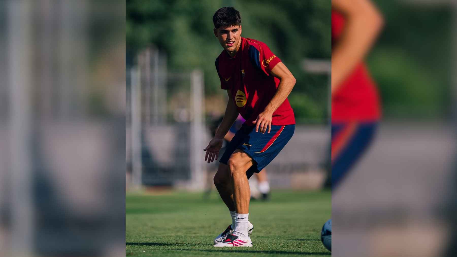 FC Barcelona player Pau Cubarsi on the field, representing young athletic discipline, recovery habits, and professional soccer routines.