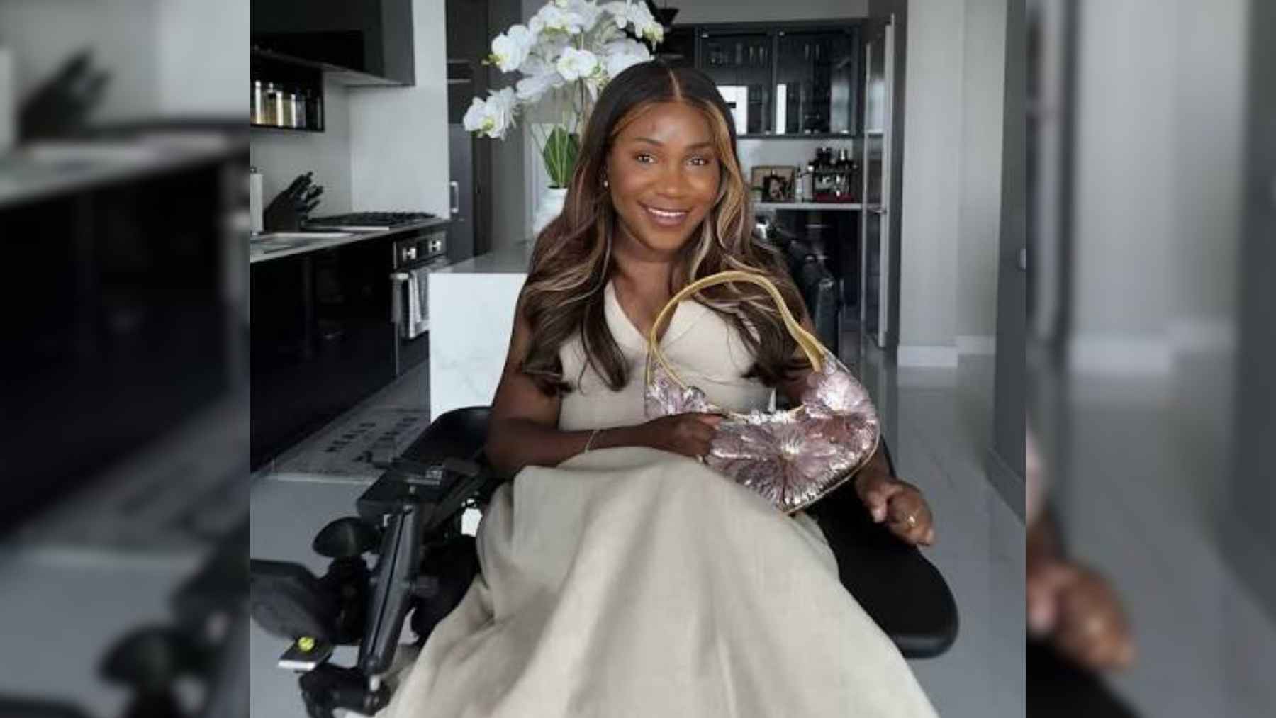 Taylor Lindsay-Noel, a former gymnast turned entrepreneur and accessibility advocate, sharing her story of resilience after a spinal cord injury.