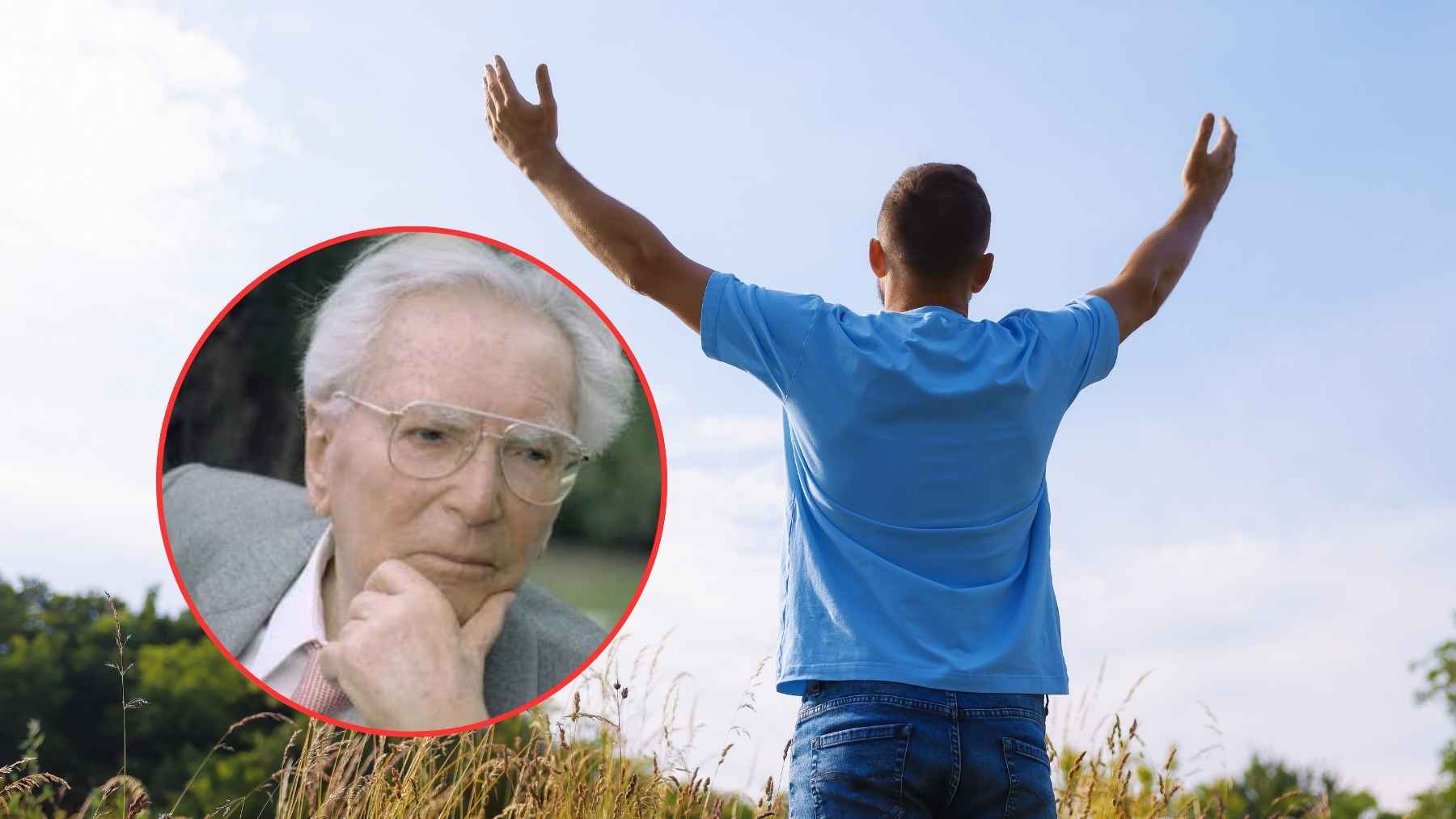 A thoughtful portrait of psychiatrist Viktor Frankl, author of Man's Search for Meaning, contemplating human resilience.