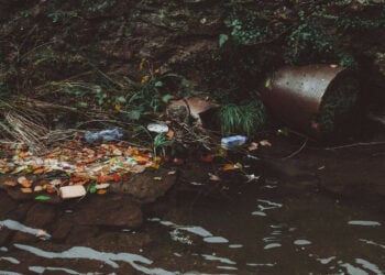 Agua, turbia, río, sucio
