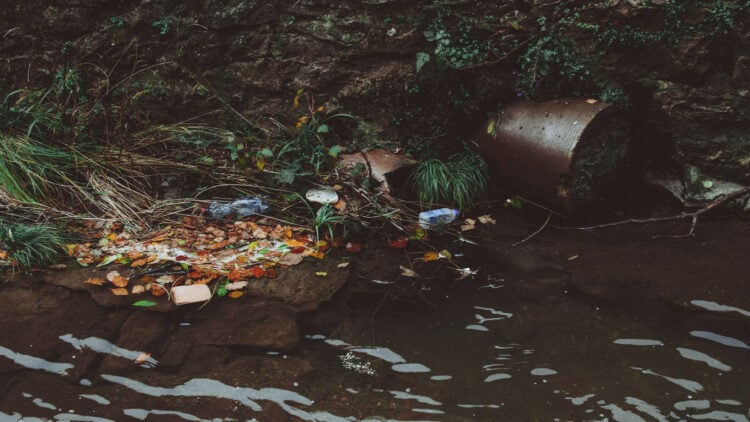 Agua, turbia, río, sucio