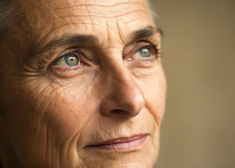 Mujer, arrugas, rostro