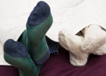 dormir, calcetines, cama