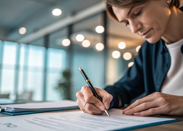 Mujer, firma, psicología