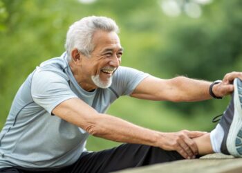 Hombre, estirar, ejercicio