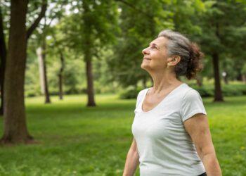Mujer, ejercicio, yoga, artritis