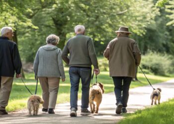 Ancianos, actividades, perros
