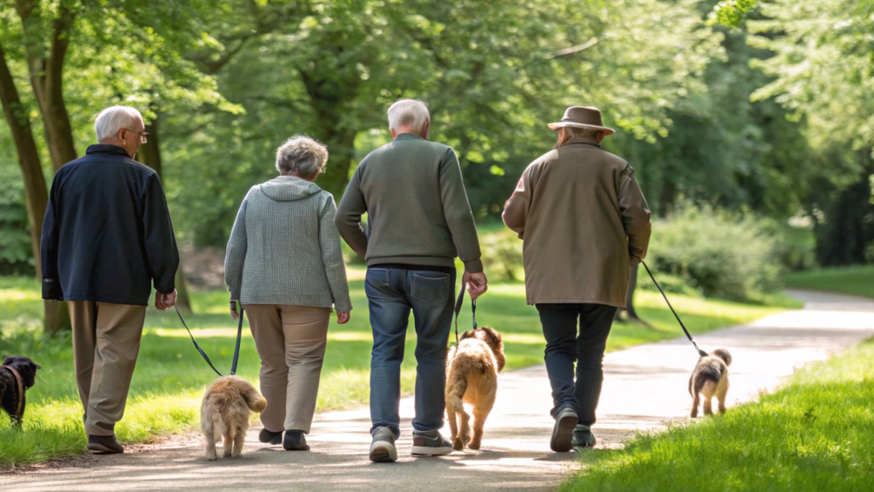 Ancianos, actividades, perros