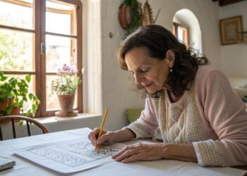 Mujer, ejercicio mental, laberinto, actividades