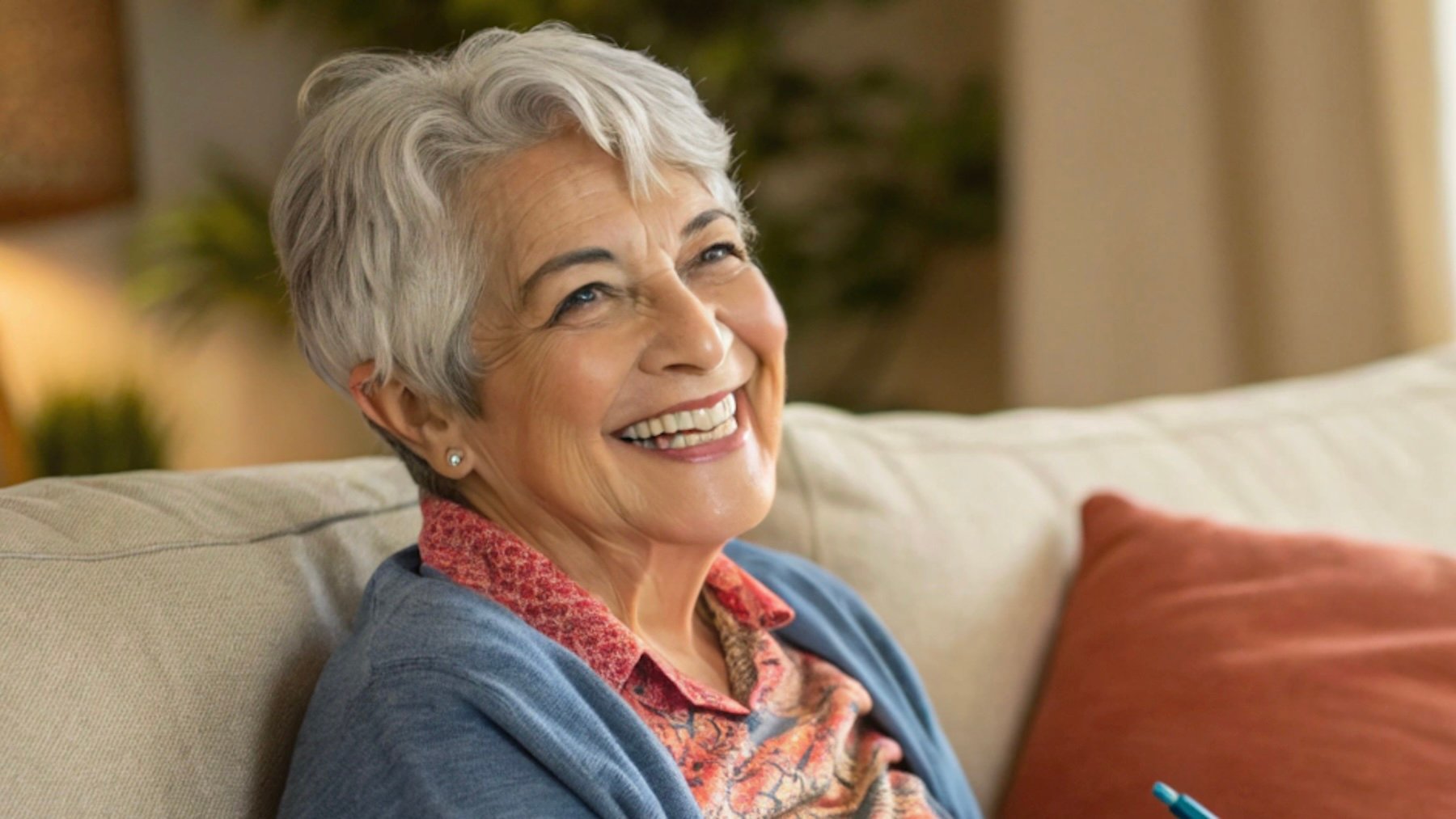 Mujer sonriendo, pasatiempos, actividades