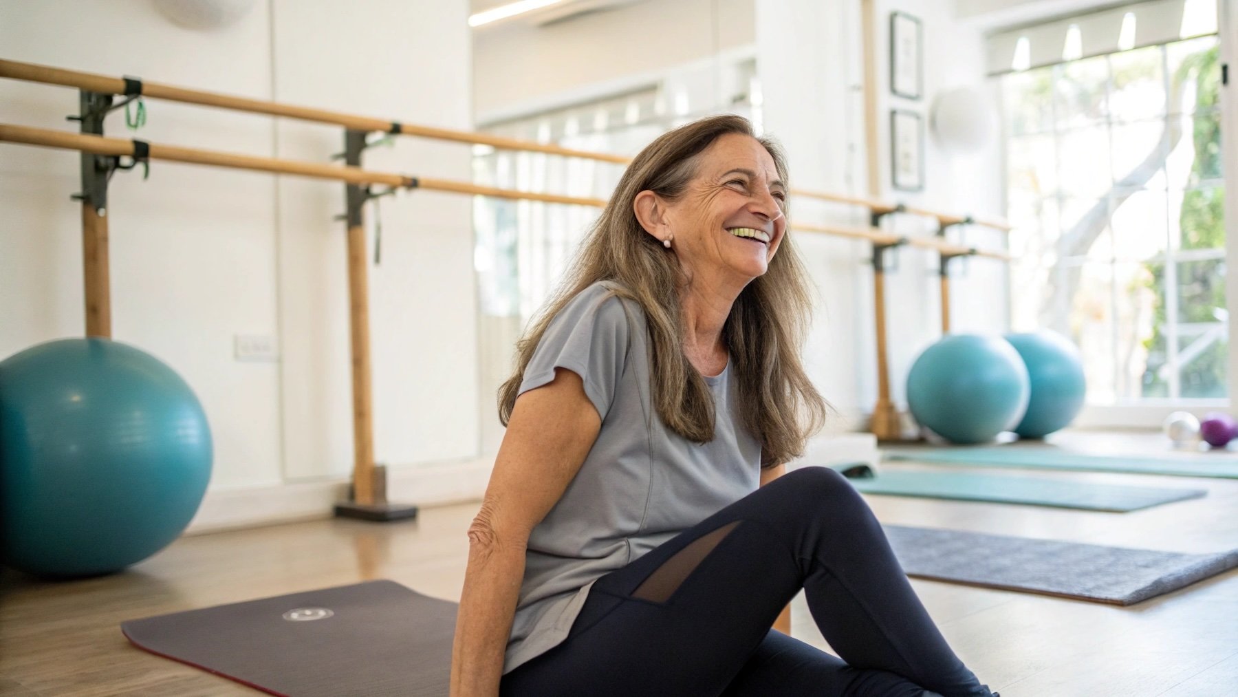 Mujer, ejercicio, ropa de ejercicio, pilates
