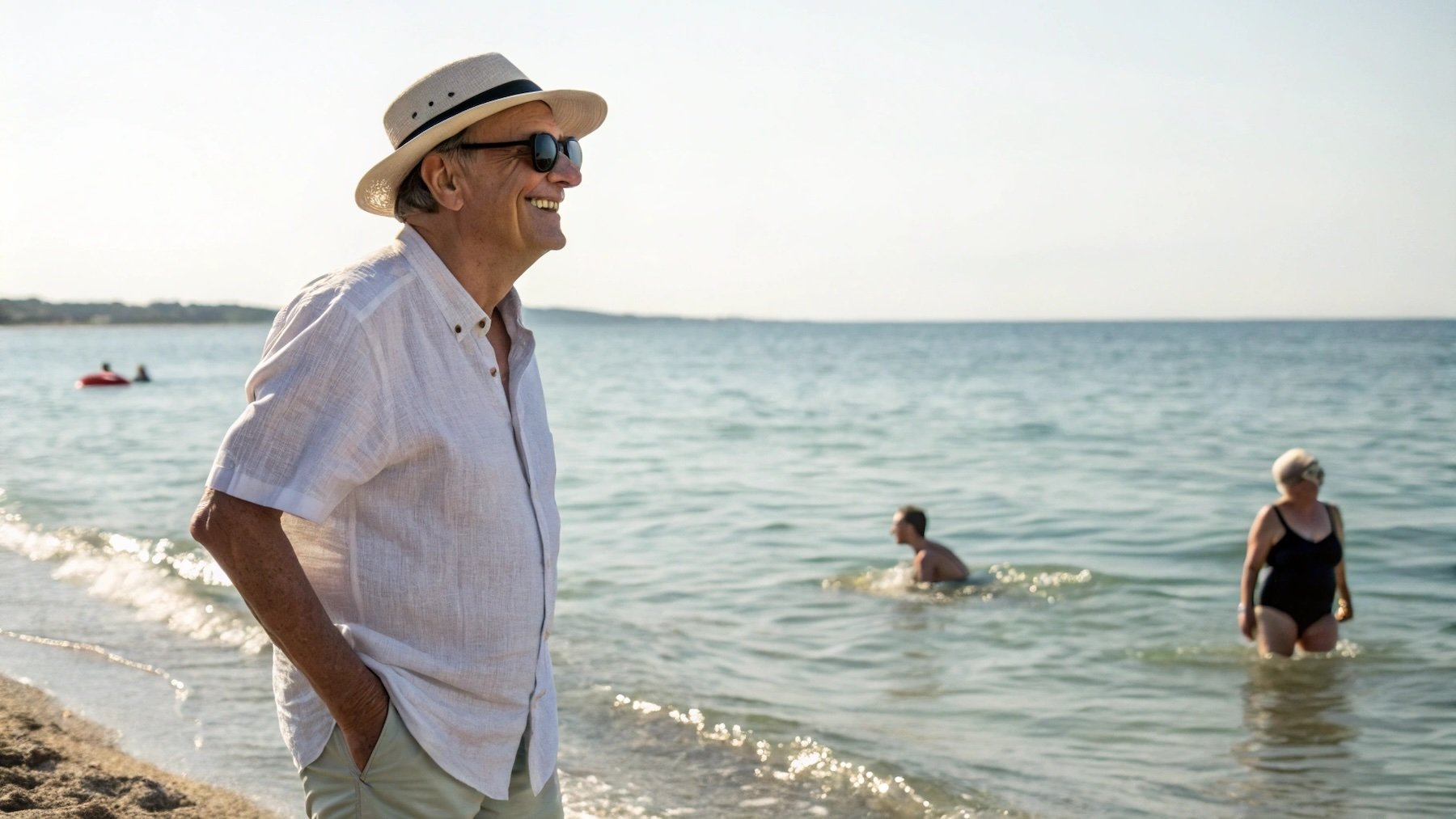 Hombre en la playa, ahogarse, verano