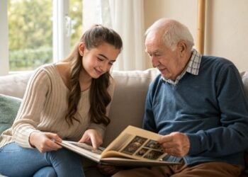 Nieta con su abuelo, nieta, abuelo, ejercicio mental