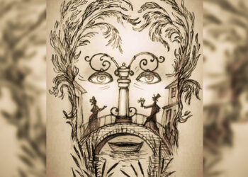 Test de personalidad de un hombre con un puente y una pareja en su cara