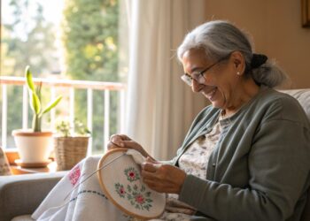 Mujer, bordar, pasatiempo