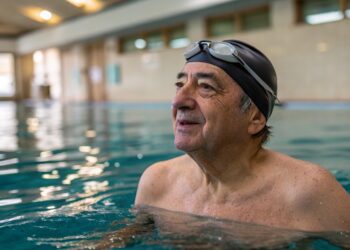 Hombre, piscina, ejercicio