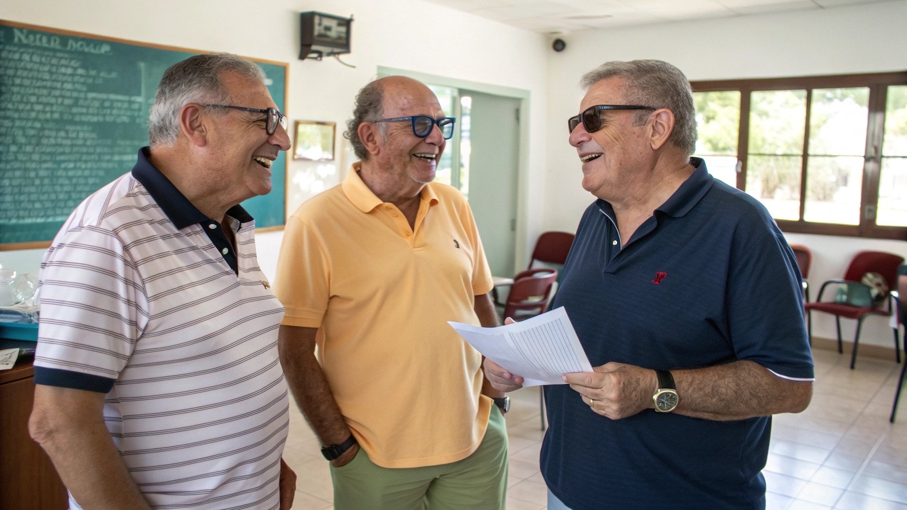 Hombres hablando, actividades sociales