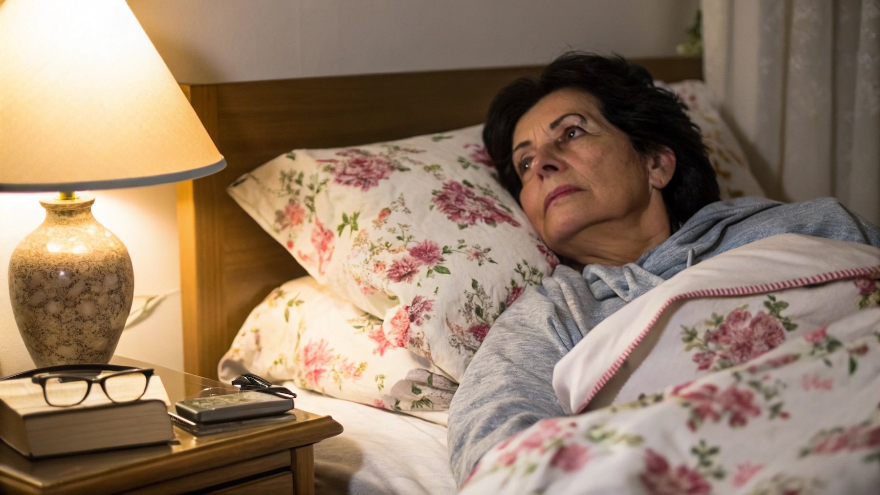 Mujer con insomnio, ejercicio, actividades