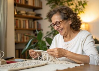 Mujer, pasatiempo, macramé, actividades