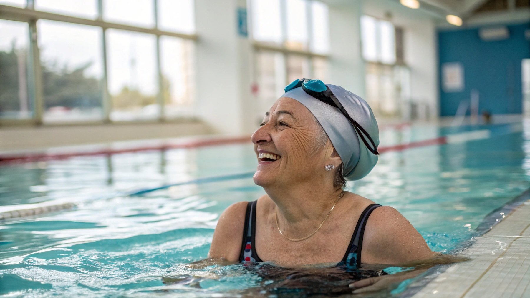 Mujer en la piscina, deporte, ejercicio