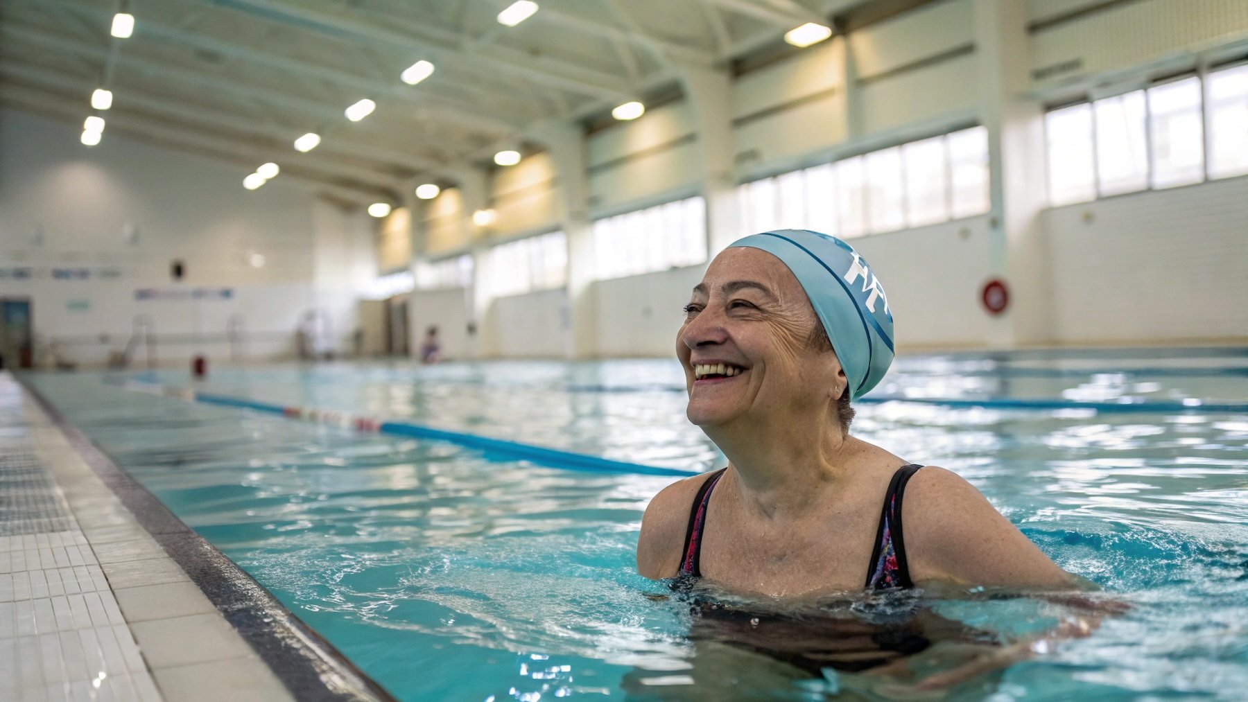 Mujer, piscina, ejercicio, deporte