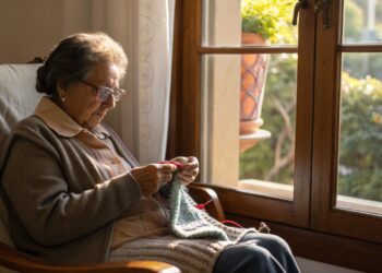 Mujer, punto, pasatiempo, actividad