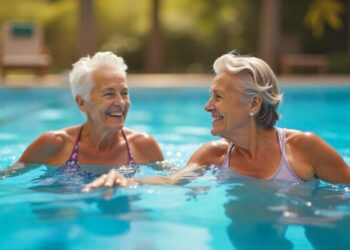 Deporte, entrenamiento, ejercicio acuático, mujeres