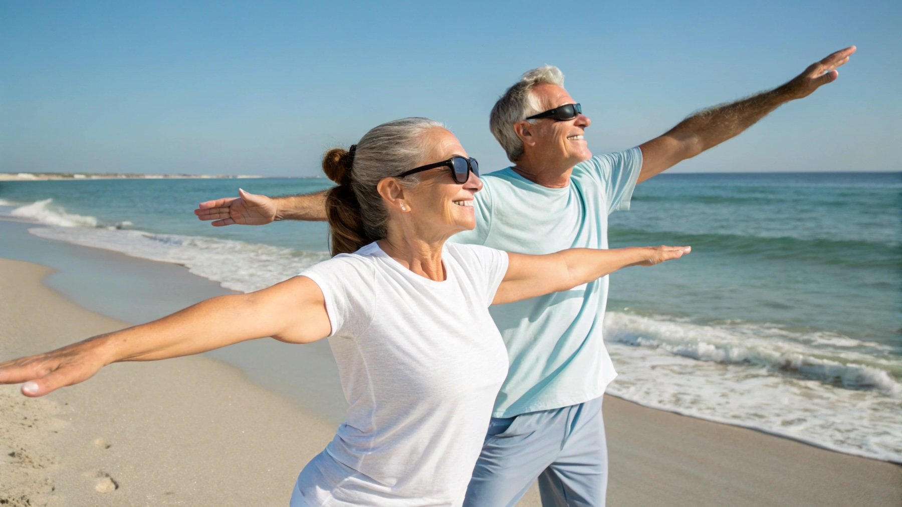 Pareja en la playa, playa, deporte, ejercicio