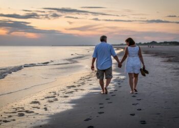 Pareja, playa, caminar, ejercicio