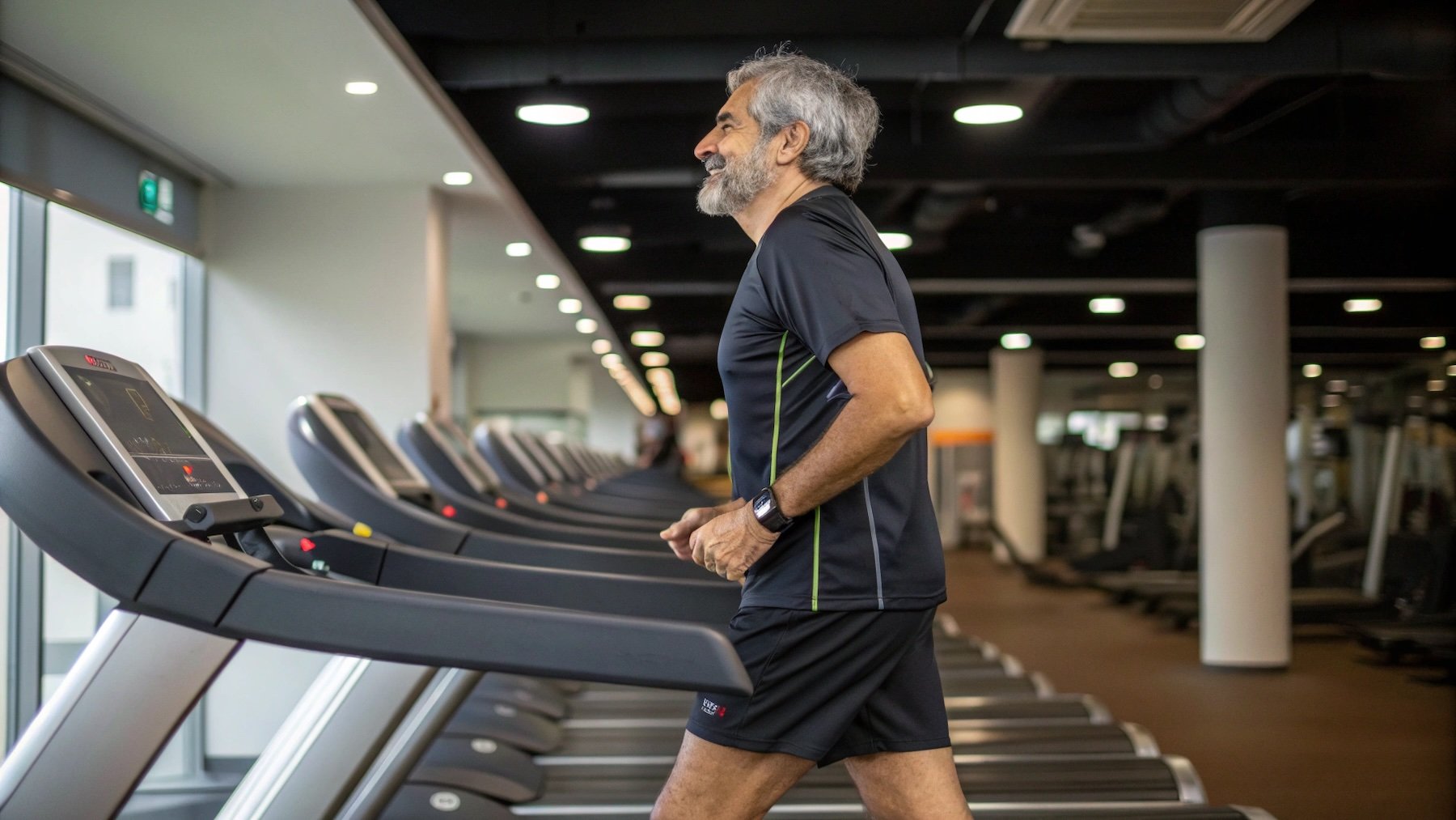 Hombre, caminadora, ejercicio