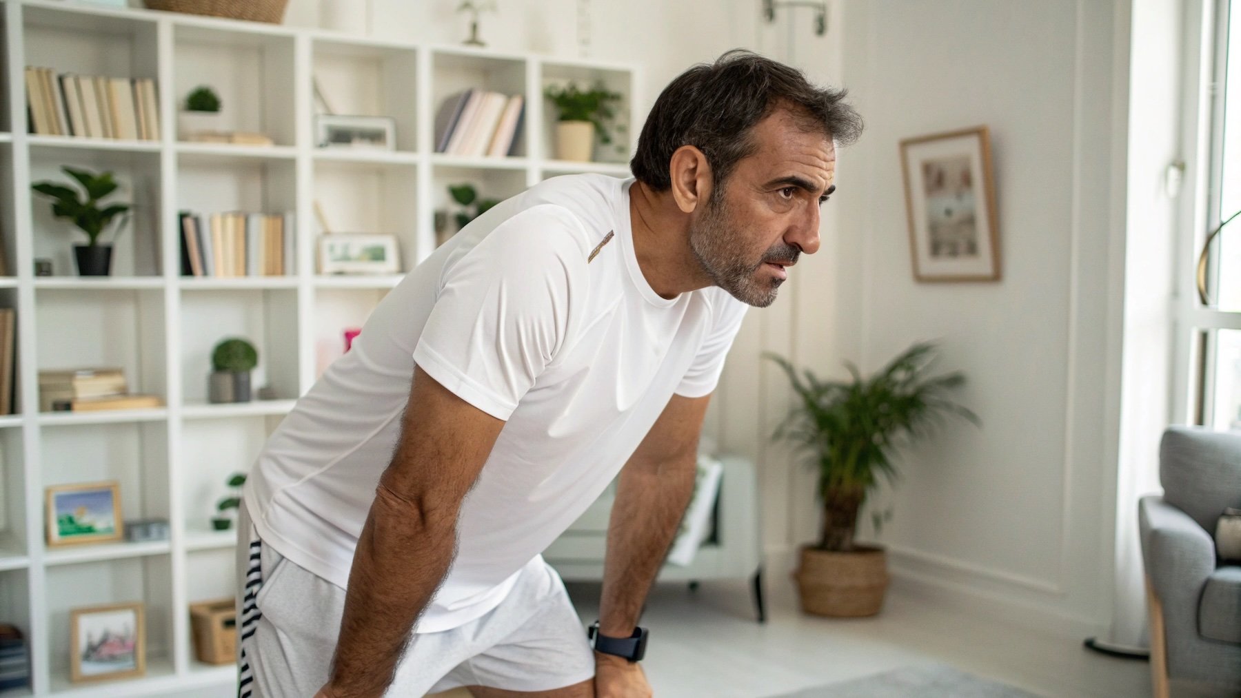 Hombre con ropa de deporte, ejercicio