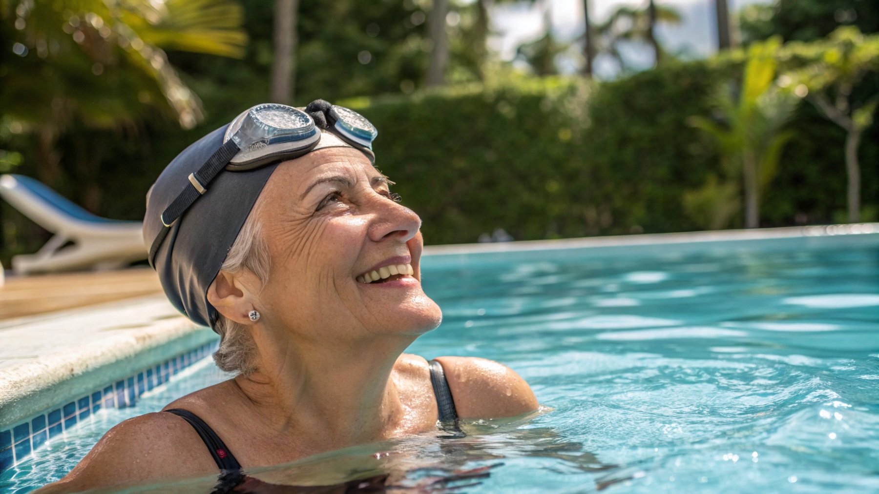 Mujer, piscina, deporte, jercicio