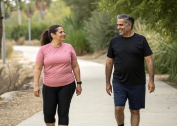 Pareja, ejercicio, caminar