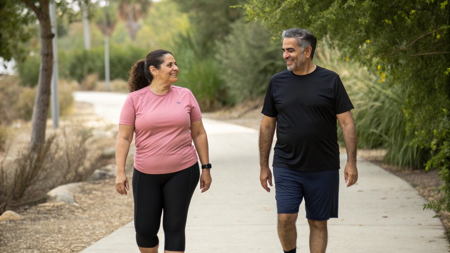 Pareja, ejercicio, caminar