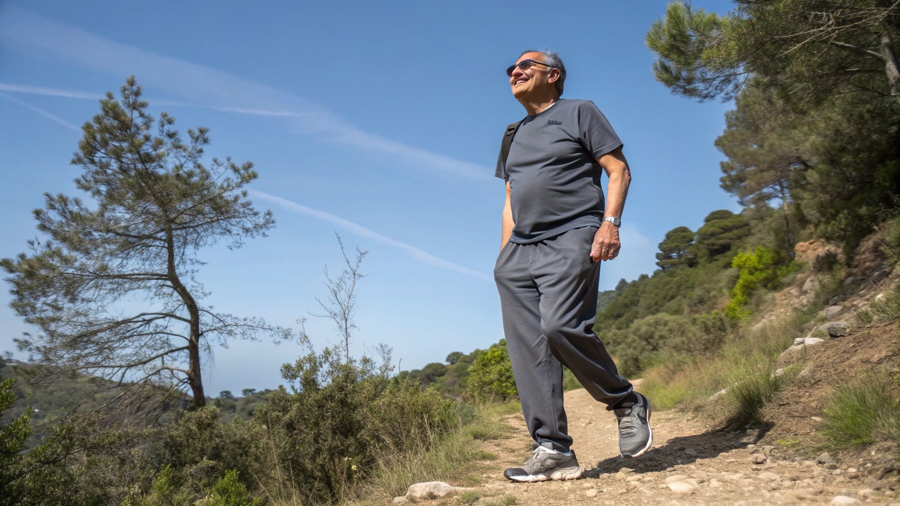 Hombre, caminar, ejercicio, relajación