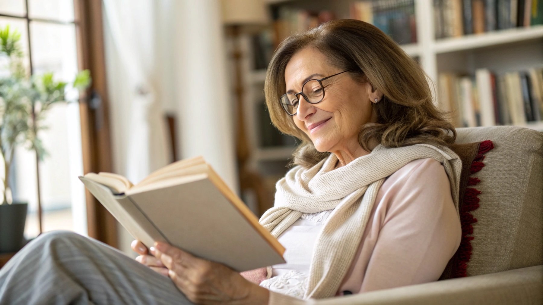 Mujer, leyendo, actividad