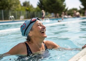 Mujer, piscina, deporte, actividad, ejercicio