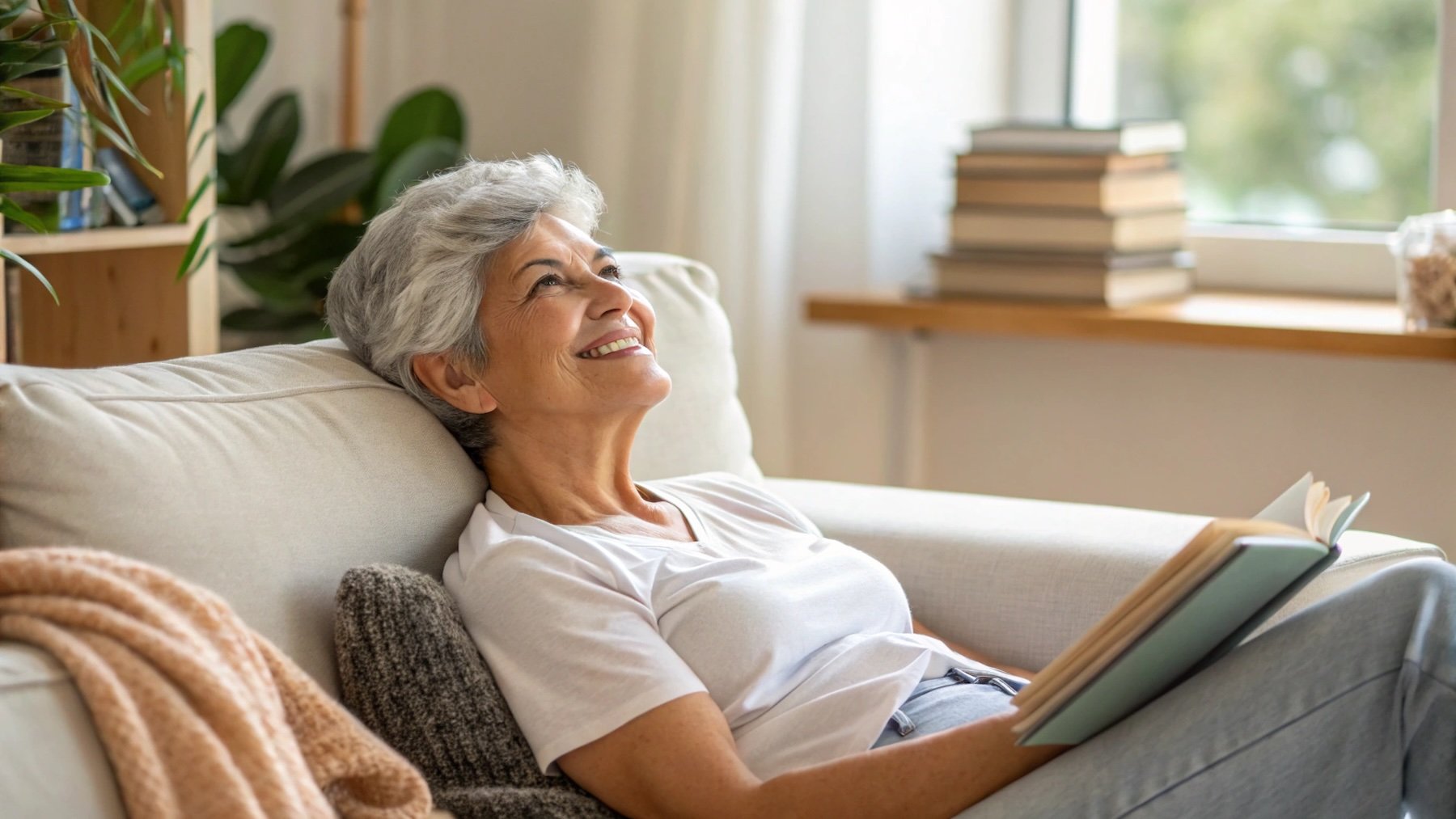 Mujer, relajación, estrés